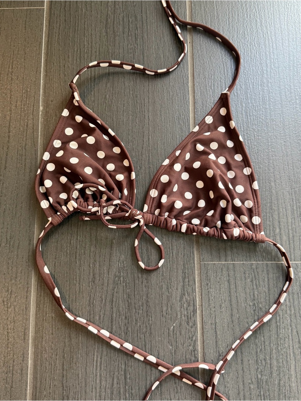 wild fable Brown and White Polka Dot Triangle Bikini Top